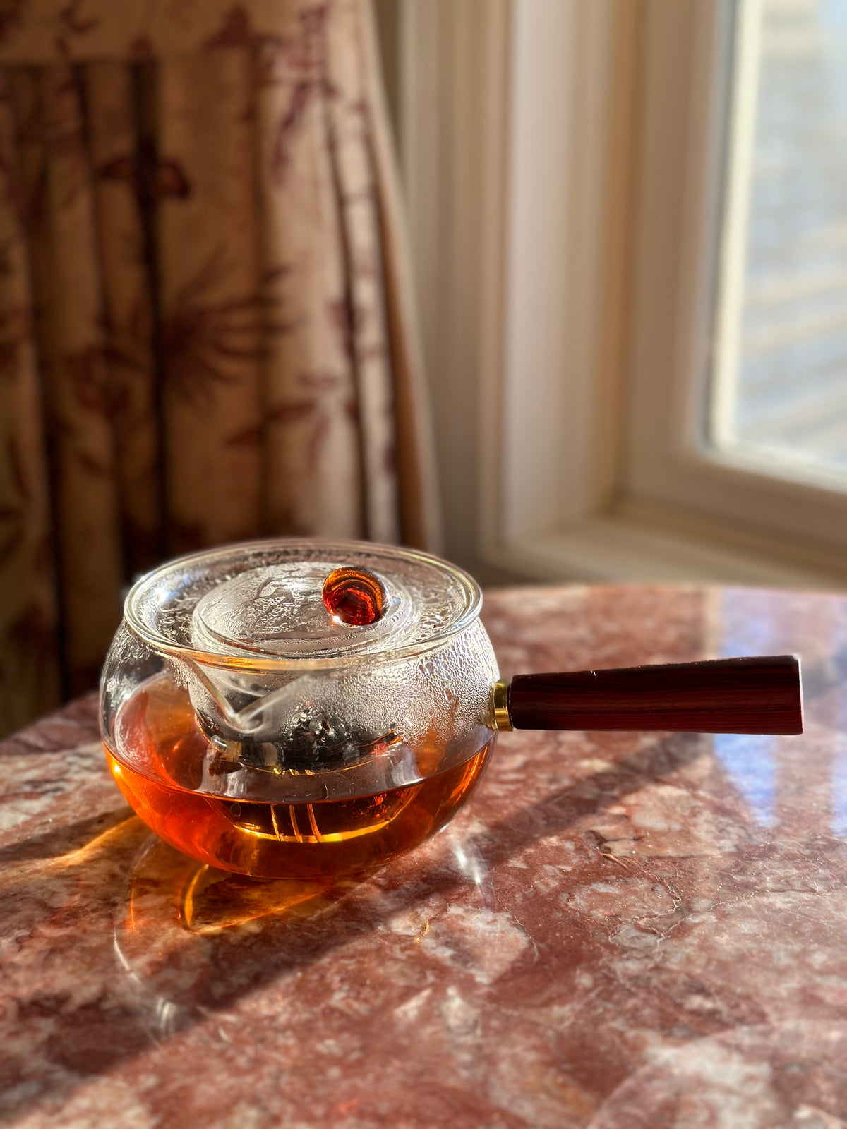 Glass Teapot High Temperature Glass Kettle Tea Set Wooden Handle